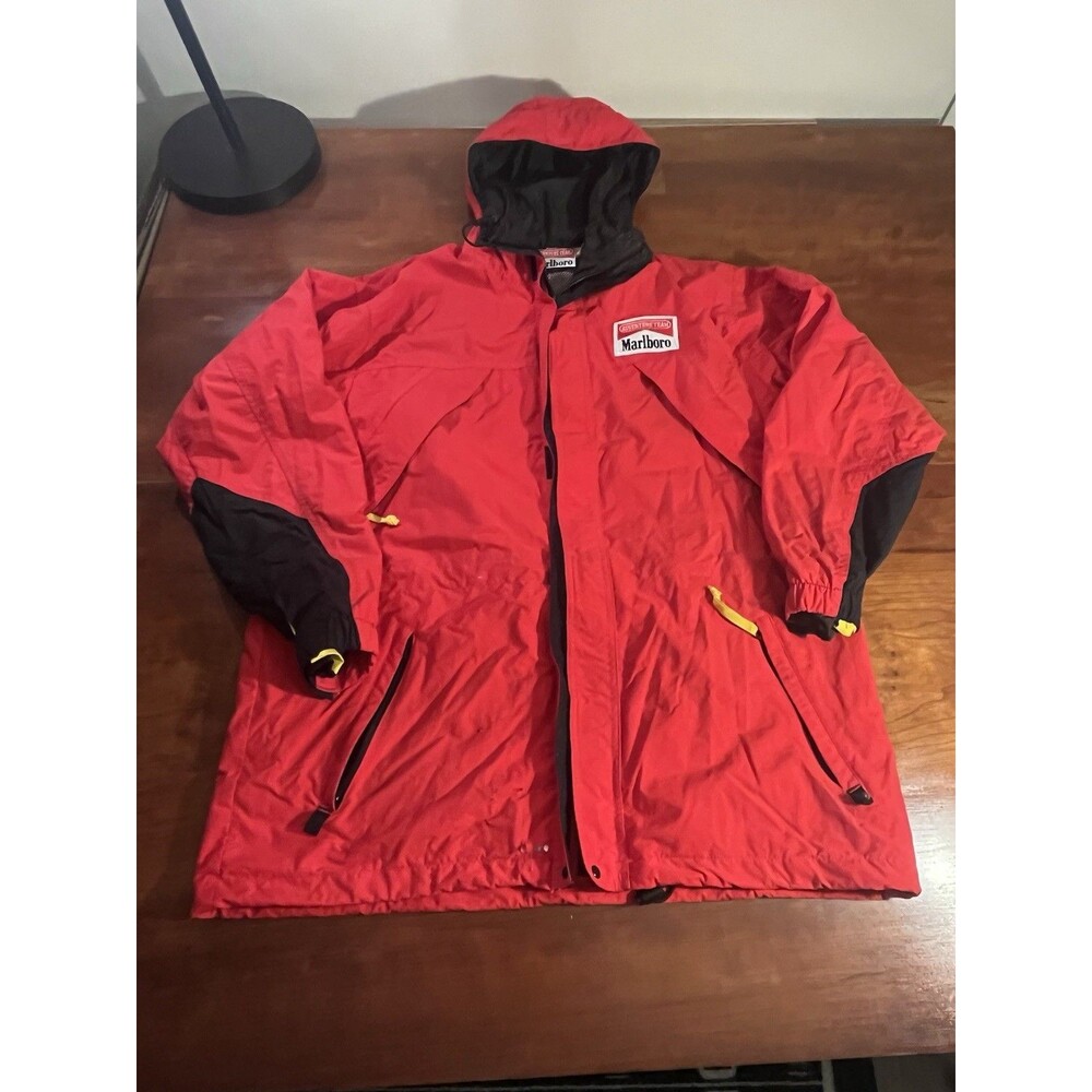 Marlboro Adventure Team Vintage Windbreaker Jacket Red/Black, Men's Large flaw